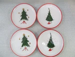 Set Of 4 International Silver Co Christmas Tree Dessert Plates 8" Red Trim Nib. Fixed Price $29.99.