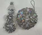 Bloomingdales Blown Glass Snowman & Sparkling Ball Christmas Ornament Set. Fixed Price $30.00.