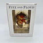 Fitz And Floyd Renaissance Scroll Motif Christmas Ornament Glass Red Gold Mint. Fixed Price $20.69.
