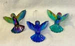 Set Of 3 - Christmas Holiday Tree Ornaments Green Blue Iridescent Hummingbirds. Fixed Price $16.10.