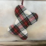 Pottery Barn Stewart Plaid Bone Pet Christmas Stocking Monogrammed Sophie Nwot. Fixed Price $24.95.