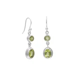 Authentic 925 Sterling Silver Round And Oval Faceted Peridot Dangling Earrings. Fixed Price $143.00.