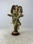 Vtg Christmas Angel Figurine Decorative Gold Wooden Base 10" Tall 1.45 Lb (read). Fixed Price $19.99.