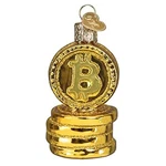 Old World Christmas Glass Blown Ornament, Bitcoin (with Owc Gift Box). Fixed Price $13.45.