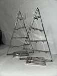 Crate & Barrel 16 Silver Metal Christmas Ornament Display- Set Of 2 Trees. Fixed Price $39.99.