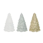 SET/3 4" Glass Glitter Silver Gold Wht Trees Retro Vntg Christmas Decor Transpac. Fixed Price $17.97.