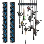 Innovative Vertical Fishing Holder 2-PACK Wall-mount Design For 18 Rods. Fixed Price $54.99.