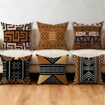 African Throw Covers Set Of 6, Rustic Mud Cloth Texture Brown Pillowca.... Fixed Price $35.84.