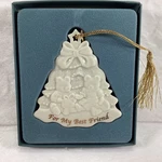Vintage Lenox For My Best Friend Ivory Porcelain Teddy Bear Christmas Ornament. Fixed Price $8.90.
