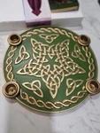Vintage Advent Candle Holder Christmas Table Green Celtic Wreath By Abbey Press. Fixed Price $42.99.