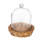 Creative Co-op Round Glass Cloche W/ Woven Willow Base, Clear 5.25" X 5.75". Fixed Price $46.24.