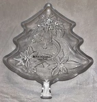 Glass Server Candy Dish Christmas Tree 7 1/2" Happy Holidays Home Beautiful Nib. Fixed Price $5.00.