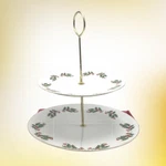 Mervyn's Christmas Holly 2-TIER Tidbit Dessert Server 1980S Holiday Porcelain. Fixed Price $17.49.