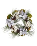 Nearly Natural 24" Poinsettia Hydrangea And Pinecone Artificial Christmas Wreath. Fixed Price $202.99.
