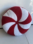 Brentwood Christmas Holiday Peppermint Swirls Candy Round Pillow (16 Inches). Fixed Price $18.00.