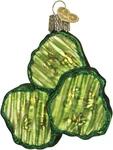 Old World Christmas Pickle Chips Blown Glass Ornament 28105. Fixed Price $17.95.