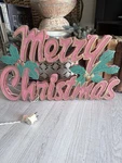 Vtg Merry Christmas Light Up Sign Holiday Seasons Plastic Sculpture Mesh-tested. Fixed Price $48.00.