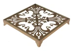 Raz City Chic Decorative Gold Fleur Lis Design Glass Top Tray 10.5". Fixed Price $50.39.