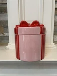 Ashland Berry Jolly Christmas Ceramic Canister With Lid Pink Red Striped 6X6. Fixed Price $18.00.