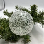 Clear Glass Ball Christmas Ornament Glitter Swirl Scroll Design Set Of Two 3. Fixed Price $14.00.