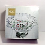 Mikasa Holiday Christmas Tree Footed Frosted Bon Dish 9.5" Made In Germany. Fixed Price $10.00.