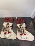 Pier One Imports Christmas Stocking 18 Snowman Tree Lot Of 2. Fixed Price $28.00.