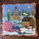 Imperial Elegance Wool Needlepoint Throw Pillow Christmas Village Church 13 X. Fixed Price $29.99.