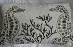 Coastal Collection 12 X 18 Silver Seahorse Ocean Beaded Lumbar Throw Pillow New. Fixed Price $49.99.