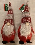 Christmas House Gnome Holiday Plush Red Knit Hat Shelf Sitter 14" Set Of 2 New. Fixed Price $16.95.