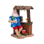 Kurt Adler Fabrich Beach Santa Sitting At Tiki Bar Standing Christmas Display. Fixed Price $97.00.