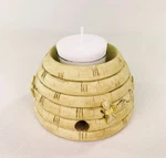 Honey Bee Hive Skep Votive Holder W/new Candle By Russ Farmhouse Country. Fixed Price $11.25.