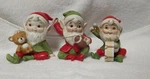 3 Vtg Homco Home Interiors Santa Workshop Christmas Elves Figurines 5618. Fixed Price $25.00.