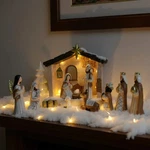 Nativity Set Indoor Christmas Decoration- 13 Pieces Scene With Mange.... Fixed Price $45.50.