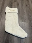 Pottery Barn Channel Velvet Ivory Christmas Name Stocking Quilted Claire. Fixed Price $19.00.