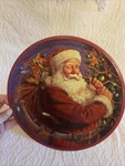 Greenbriar International Christmas Holiday 9 7/8 Round Serving Tray Bowl Santa. Fixed Price $9.99.