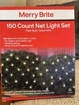 Merry Brite 150 Ct. Net-style Lights Clear Bulb Green Wire 6 Ft X 4 Christmas. Fixed Price $15.99.