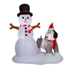Home Accents 6FT Animated Led Snowman & Dog Scene Airblown Inflatable. Fixed Price $99.89.