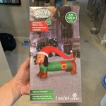 Christmas Gemmy 4 Ft Wide Weiner Dog With Santa Hat Airblown Inflatable Nib. Fixed Price $40.00.