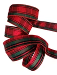4/8/24Y Christmas Ribbon Wired Edge Plaid 2" In/out Door Green Make Gift Bow. Fixed Price $7.50.