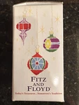 Fitz & Floyd Renaissance Scroll Motif Christmas Ornament Blown Glass Red Gold. Fixed Price $20.00.