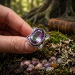 Sterling Silver Genuine Bi-color Tourmaline Statement Wife Ring Jewelry Size 7. Fixed Price $18.59.