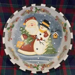 Dolgencorp Santa Claus Snowman Decorative Bowl Christmas Holiday 12" Xmas Wood. Fixed Price $19.95.