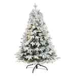 Nearly Natural 5.5-FT Spruce Pre-lit Christmas Tree Flocked With Led Lights. Fixed Price $110.00.