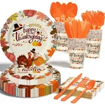 Thanksgiving Fall Party Supplies, 168 Pcs Disposable Dinnerware .... Fixed Price $33.83.