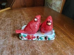 Ganz Cardinals On Tray Salt Pepper S&p Christmas Pair Holly Pointsetta W/ Plug. Fixed Price $15.00.