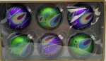 New Kurt Adler Green & Purple Peacock Glass Christmas Ornaments Set Of 6. Fixed Price $34.99.