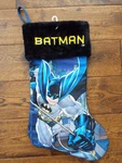 New Batman Christmas Stocking Blue And Black Furry Cuff 17". Fixed Price $10.79.