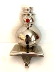 Crate & Barrel Shiny Snowman Stocking Holder Christmas Hanger Hook Silver. Fixed Price $25.00.