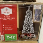 Holiday Time 6 Non-lit Flocked Pine Tree Classic Style Christmas. Fixed Price $45.00.