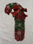 (1) Christmas Candy Cane Wreath Hanger Tinsel Red Green. Fixed Price $9.99.